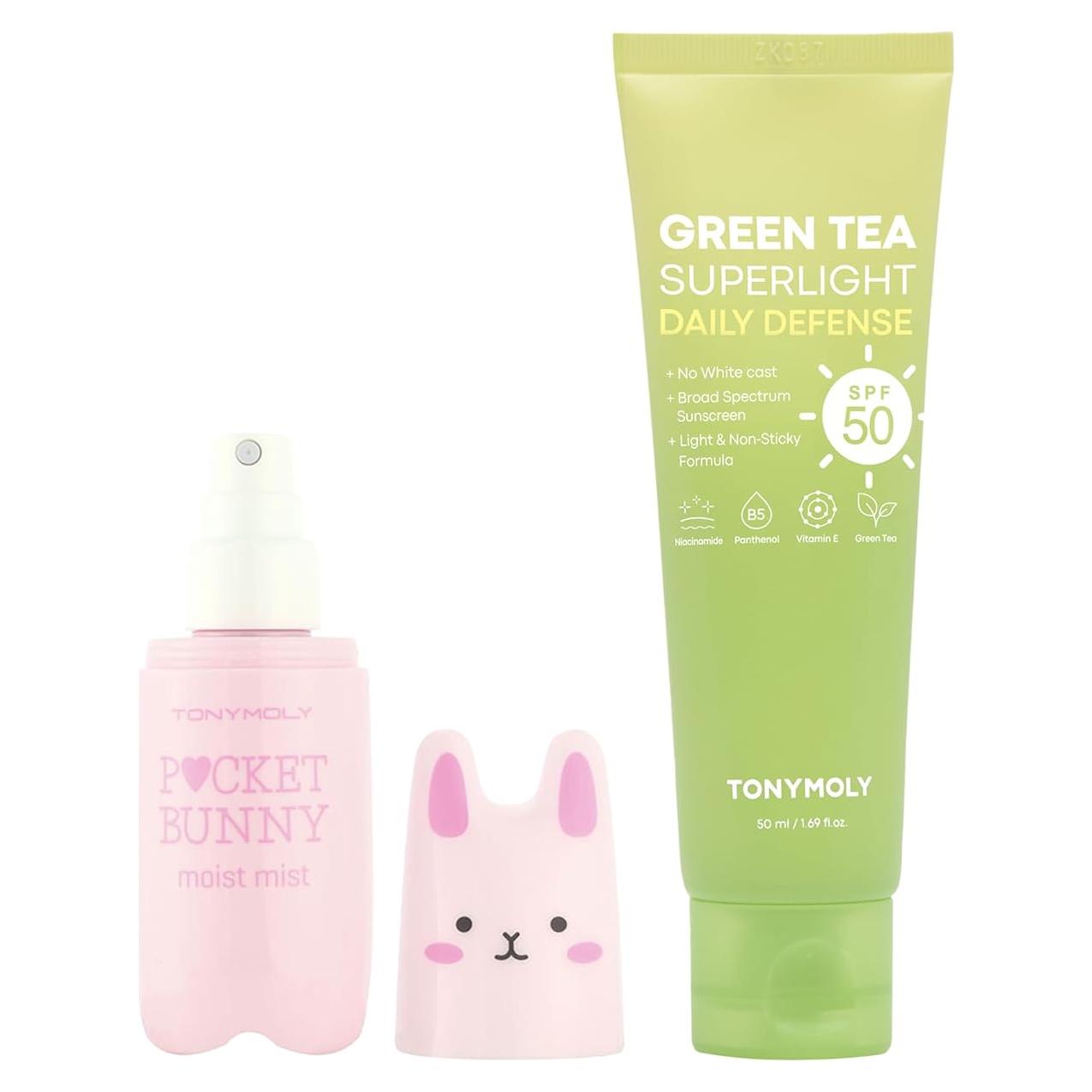 Protector Solar TONYMOLY Té Verde SPF 50 + Mist Facial Hidratante