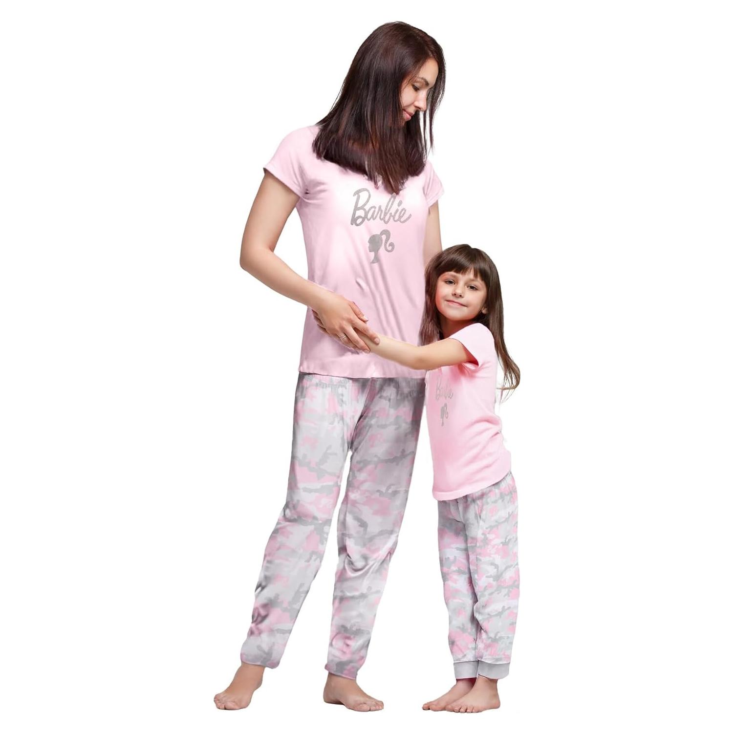 Conjunto de Pijamas Barbie para Familia Camo Rosa 4 Grande
