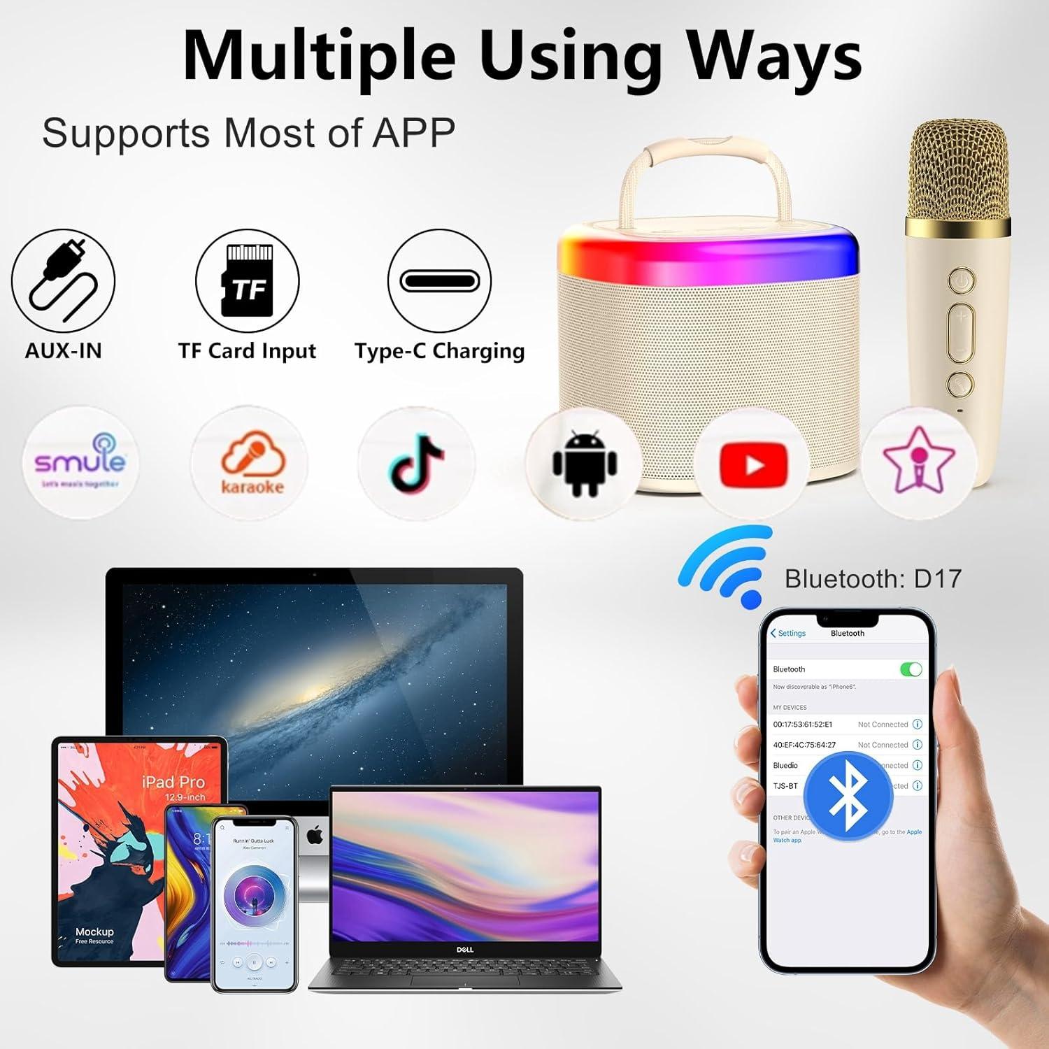 Mini Máquina de Karaoke HWWR D17 Bluetooth para Niños 3-12 Años