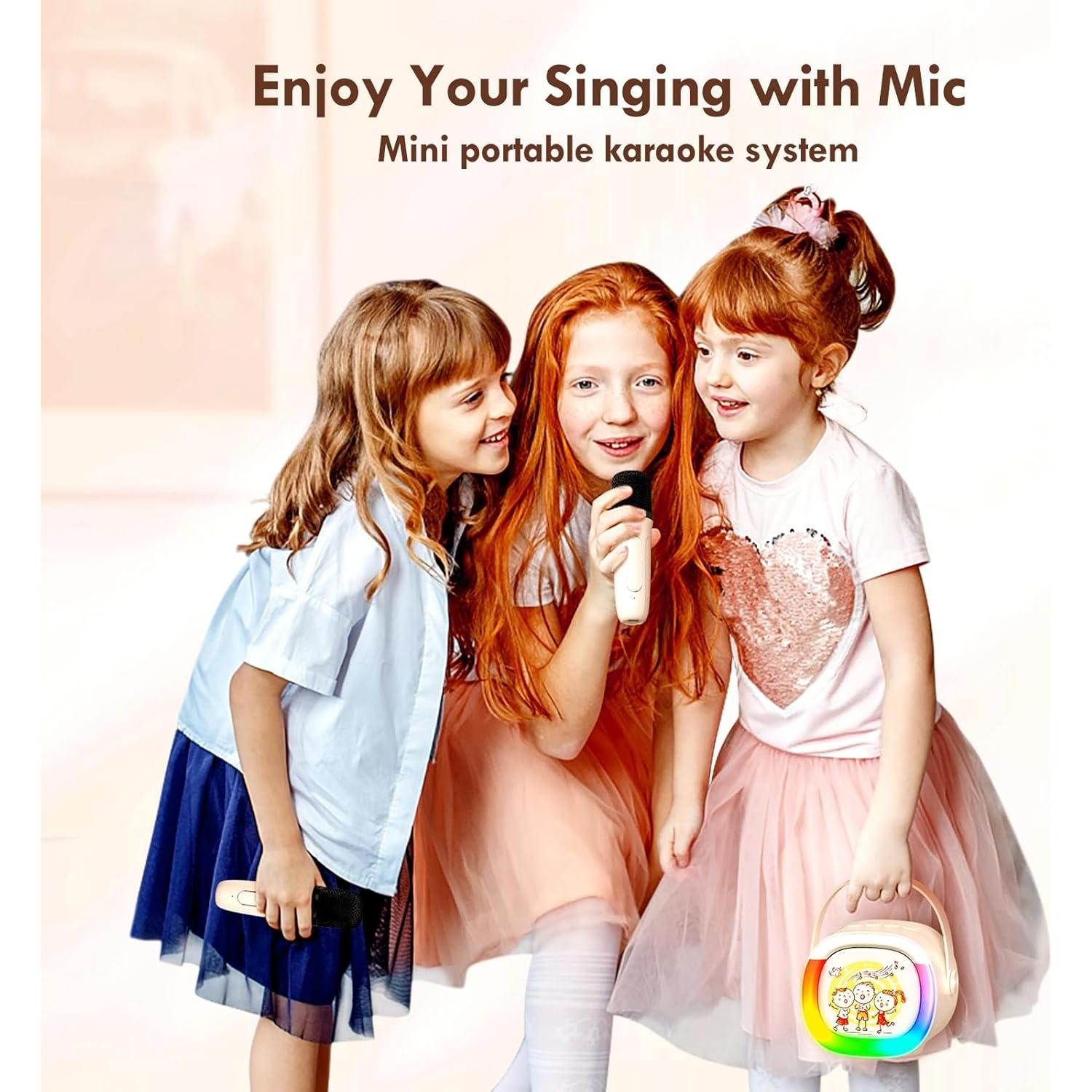 Mini Máquina de Karaoke HWWR D28T 2 Micrófonos Inalámbricos