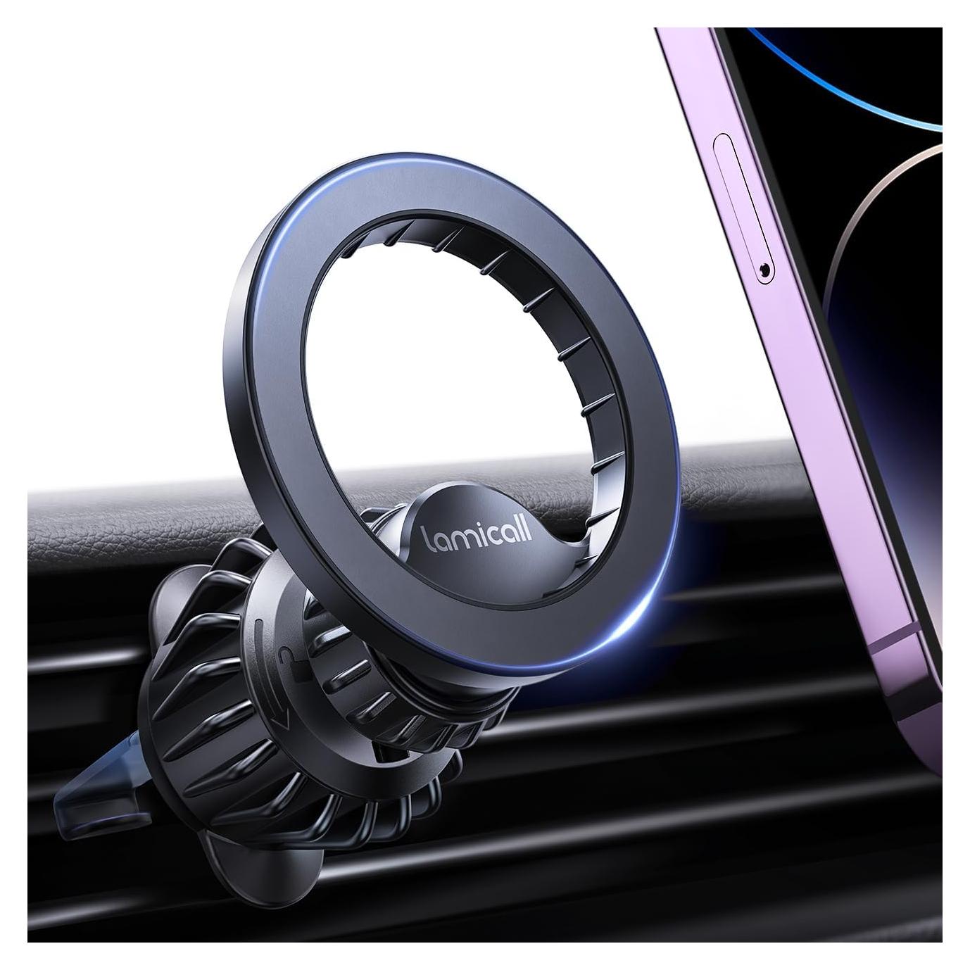 Soporte de Coche Lamicall MagSafe 20 Imán Negro