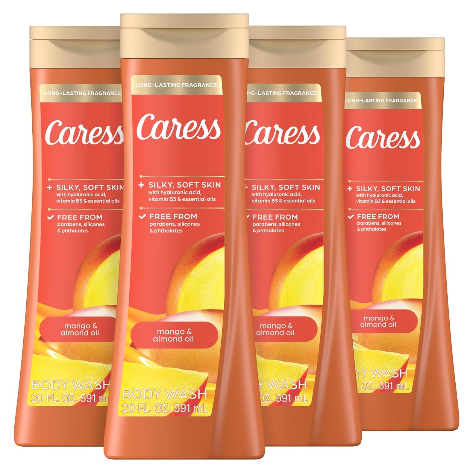 Gel de Ducha Caress 591 ml Mango y Almendra, Paquete de 4