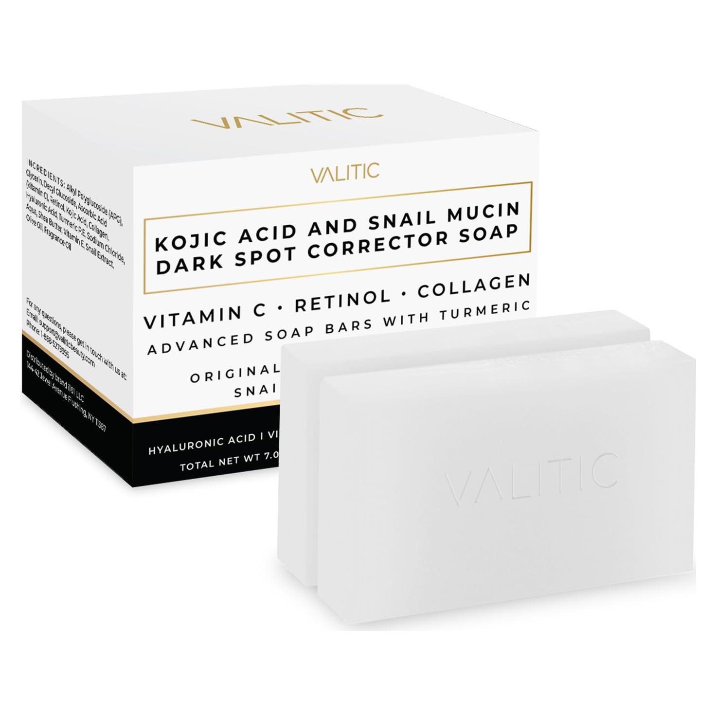 Jabón de Mucina de Caracol VALITIC con Cúrcuma y Ácido Kójico - 2 Paquete