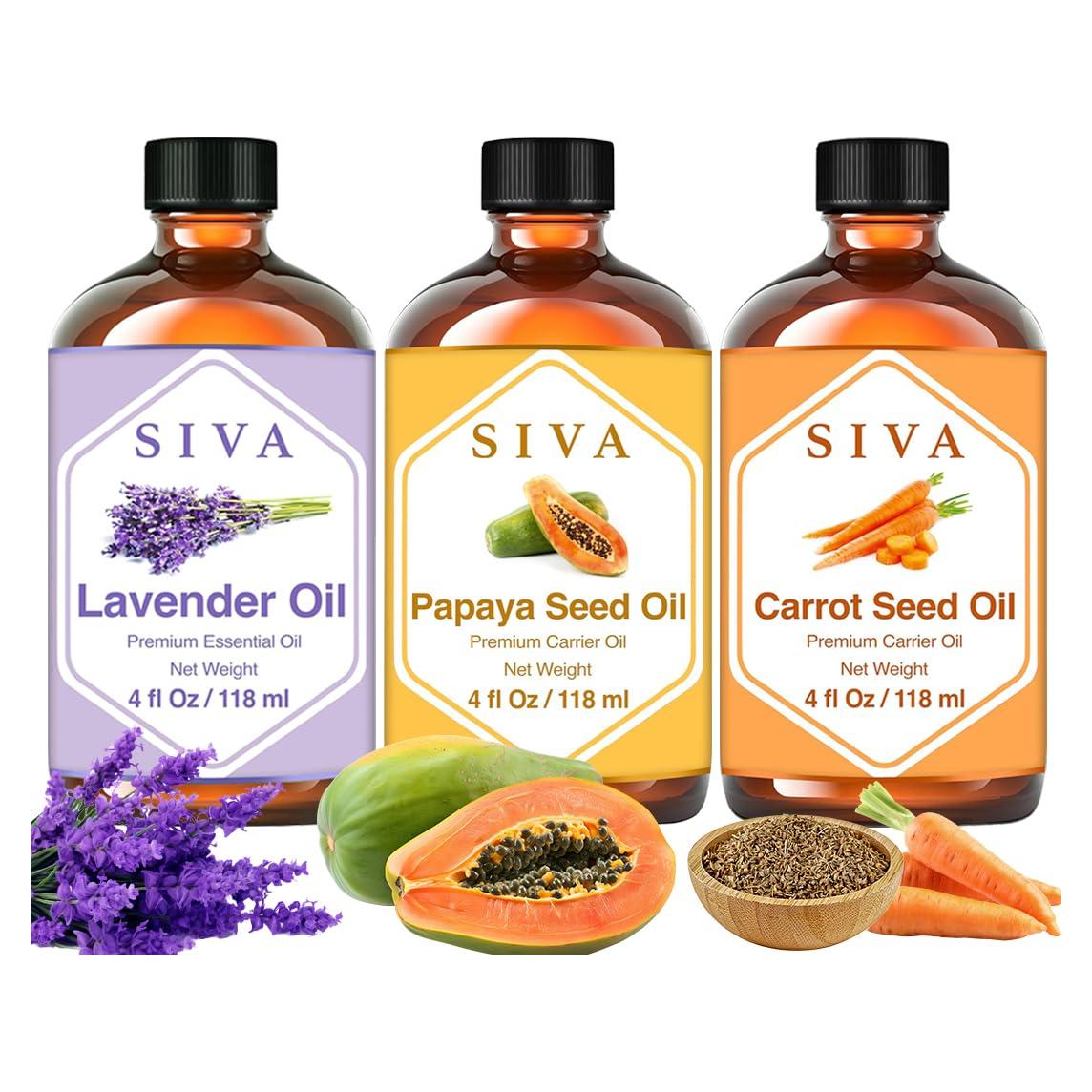 Combo Aceites Naturales SIVA: Papaya, Zanahoria y Lavanda 118ml