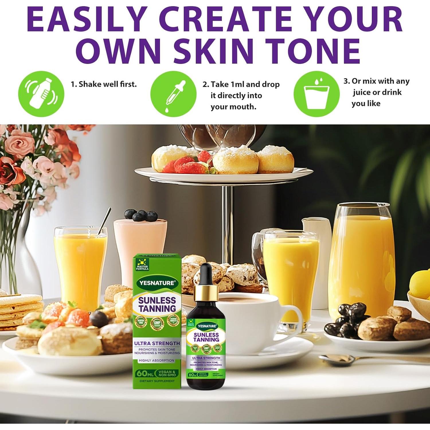 Gotas Bronceadoras Sin Sol YESNATURE - Suplemento Hidratante