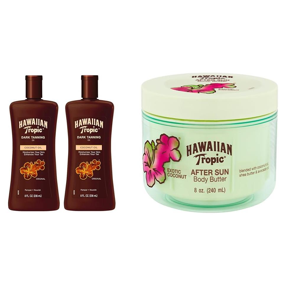 Paquete Doble Aceite Bronceador Oscuro y Mantequilla Hawaiian Tropic 236ml