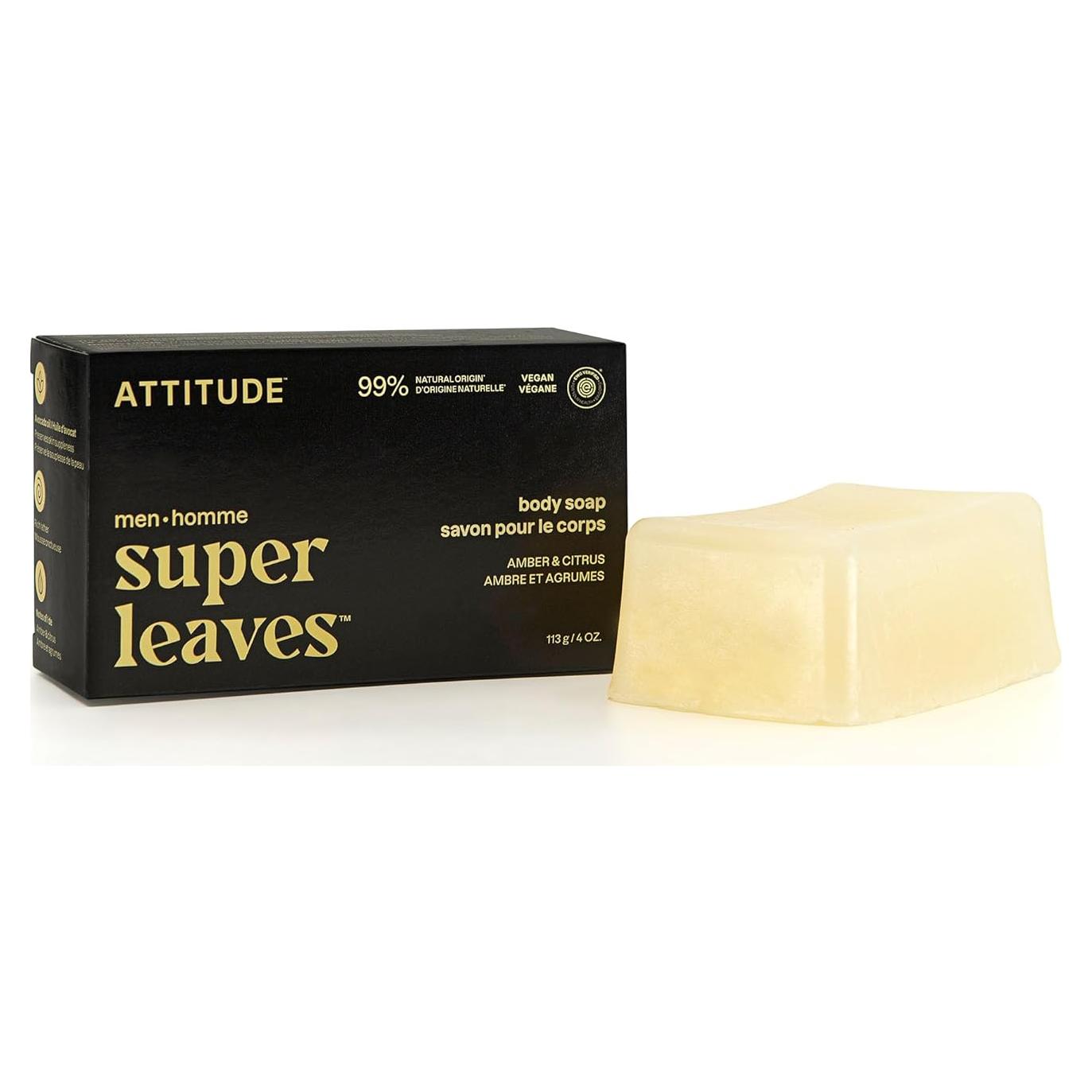 Jabón en Barra Attitude 113g Hombre 99% Natural Ámbar y Cítricos