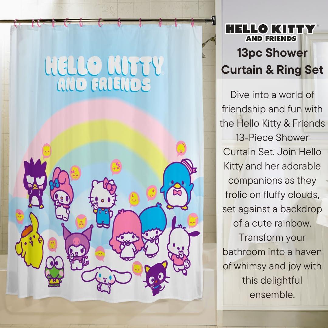 Juego de Cortina de Ducha Hello Kitty 13 Piezas Franco