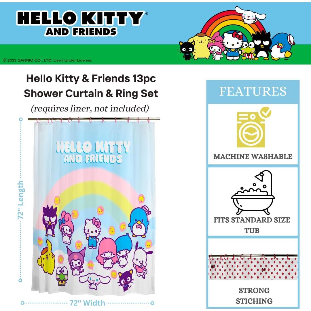 Juego de Cortina de Ducha Hello Kitty 13 Piezas Franco