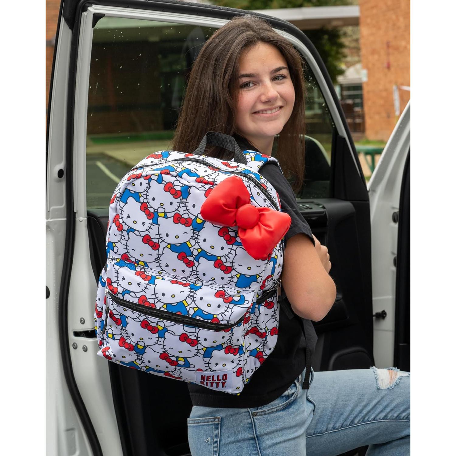 Mochila Hello Kitty 16" (40,6 cm) Kawaii con moño 3D