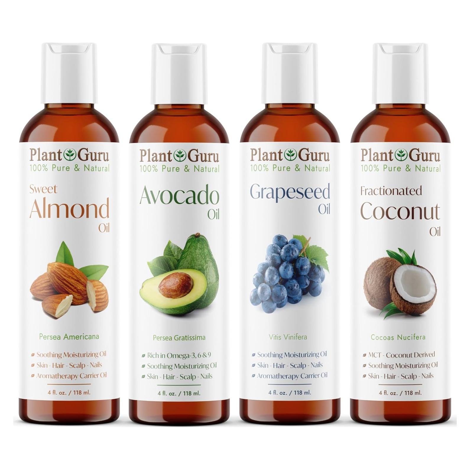 Juego de Aceites Portadores 120 ml Plant Guru - Almendra, Coco, Aguacate