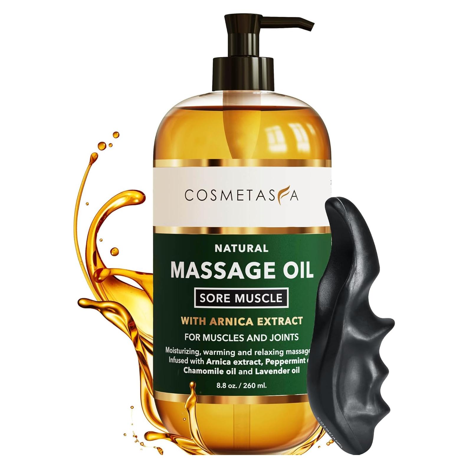 Aceite de Masaje Cosmetasa 260 ml para Músculos Adoloridos con Rodillo