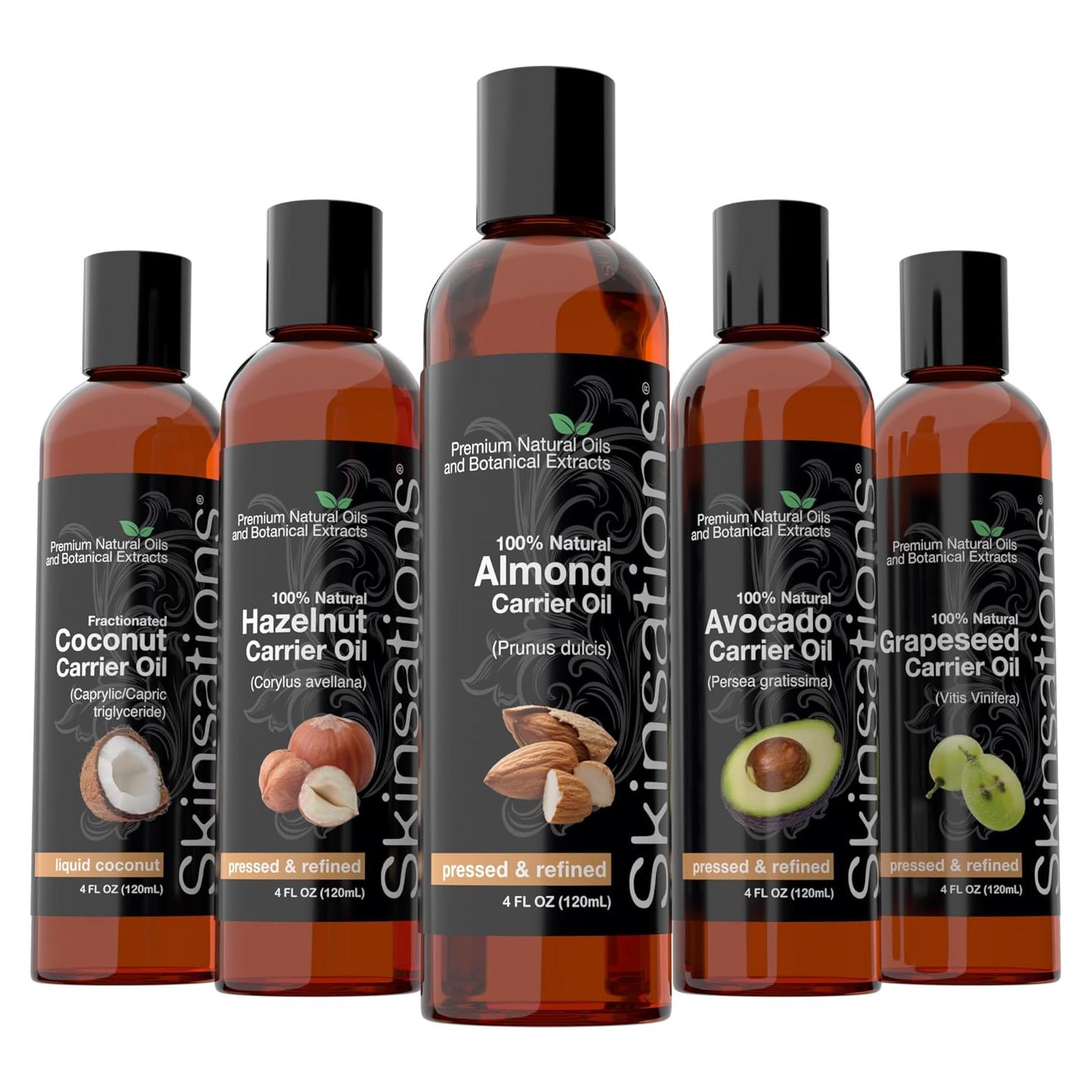 Aceites Portadores Skinsations 5x113ml - Almendra, Aguacate, Uva, Avellana, Coco MCT