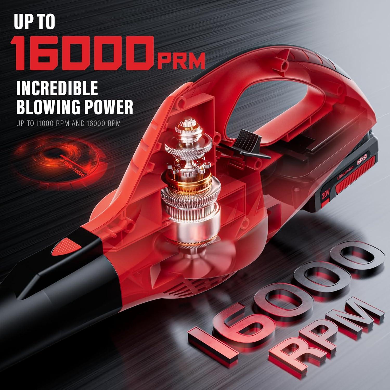 Soplador de Hojas MZK Inalámbrico 20V 2.18kg 140km/h