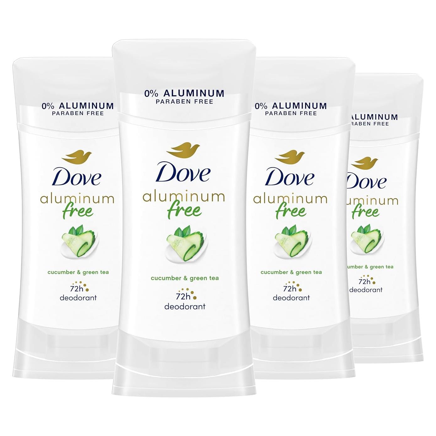 Desodorante Dove Sin Aluminio Pepino y Té Verde 4x73.71g