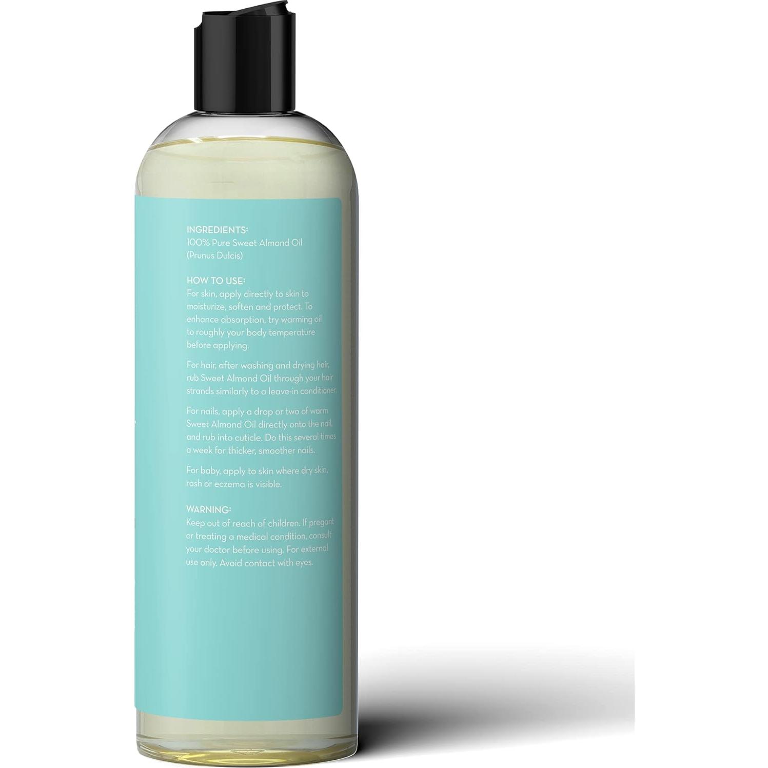 Aceite de Almendra Dulce Pure Body Naturals 473ml Prensado en Frío