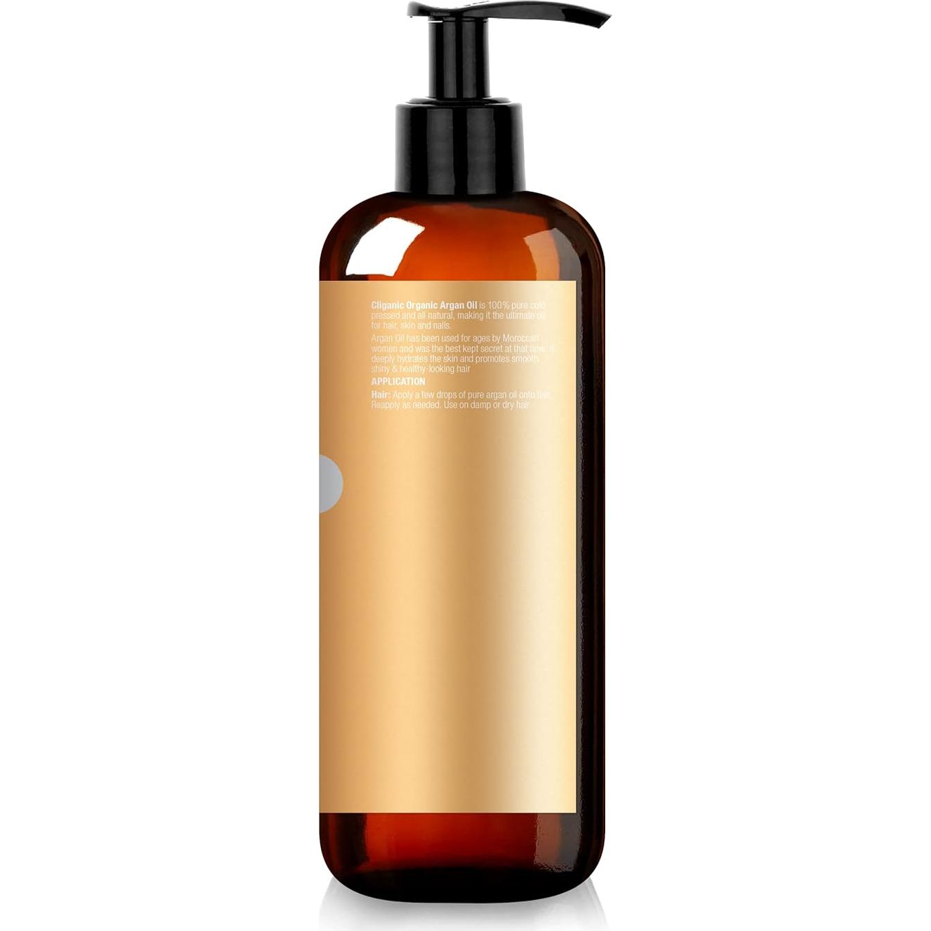 Aceite de Argán Orgánico Cliganic 473ml 100% Puro para Cabello y Piel