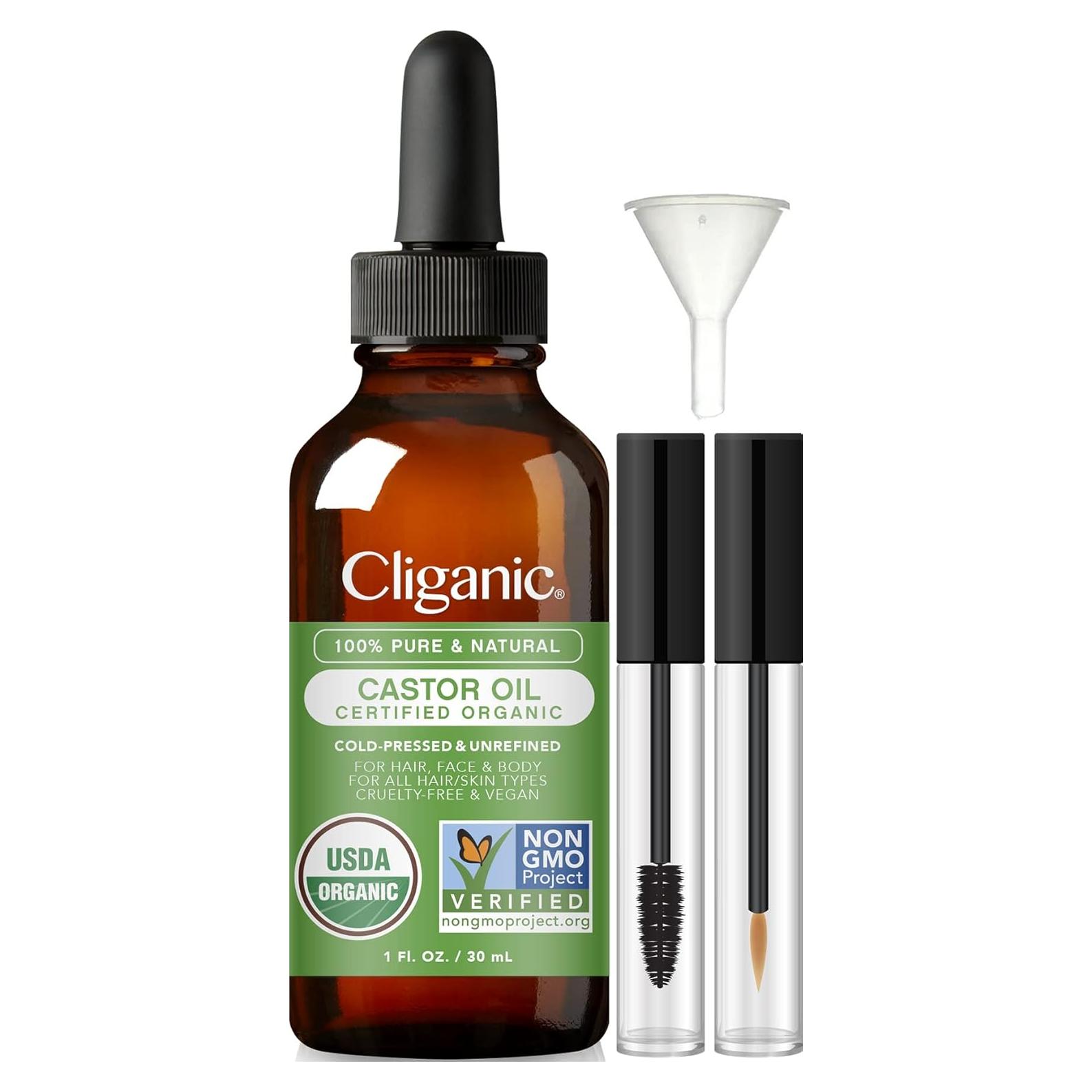 Aceite de Ricino Orgánico Cliganic 30ml Puro para Pestañas y Cabello