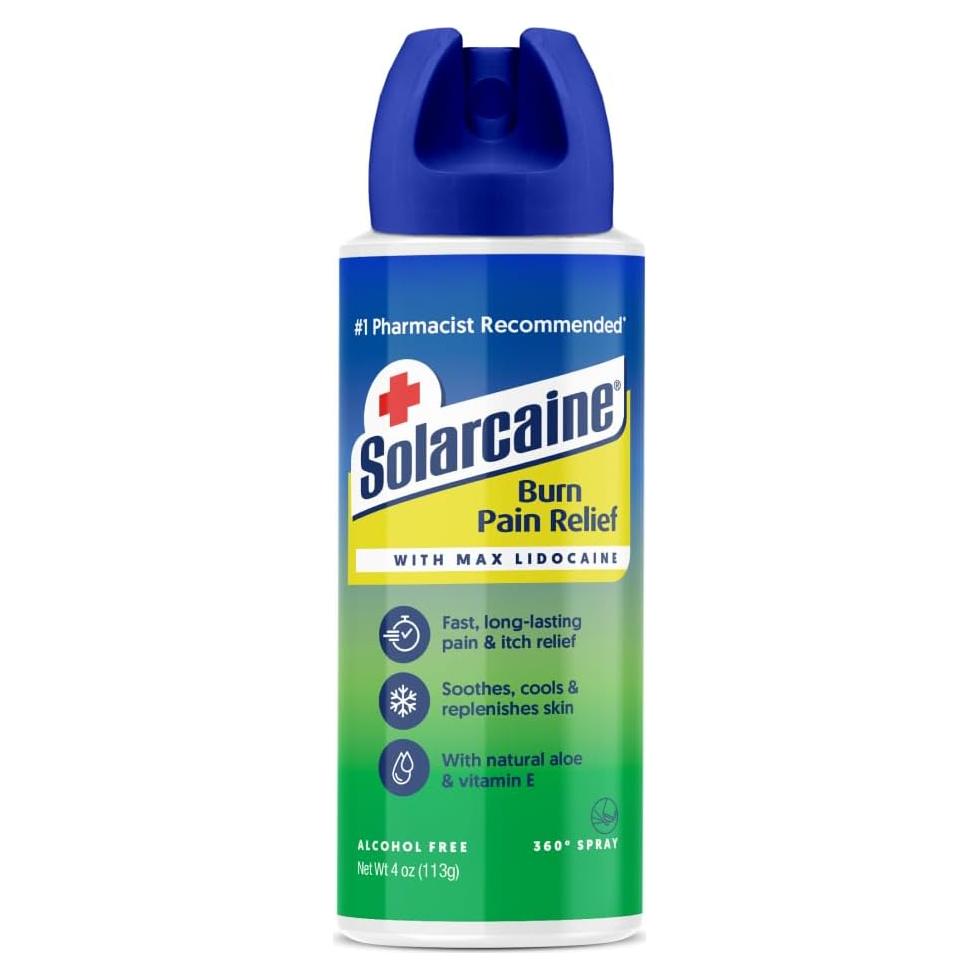 Solarcaine Spray Aloe 113g con 4% Lidocaína para Quemaduras