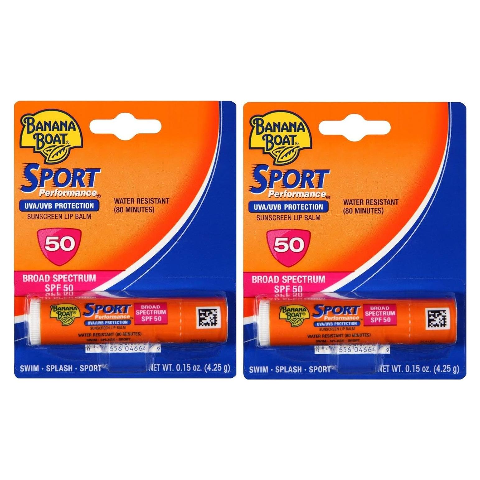 Bálsamo Labial Banana Boat Sport SPF 50 - Paquete de 2