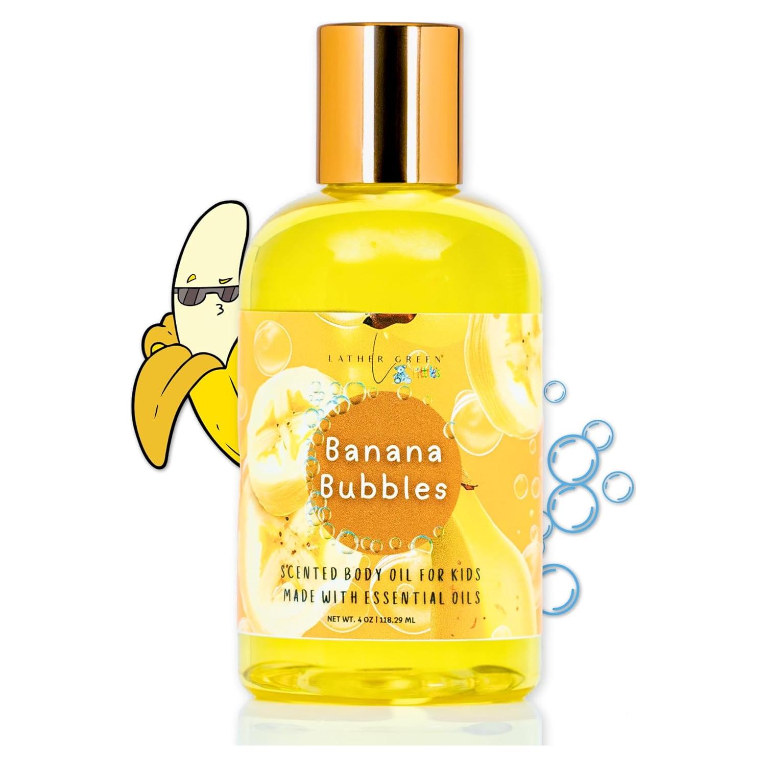 Aceite Corporal para Niños LatherGreen 113.4 ml Burbujas de Plátano