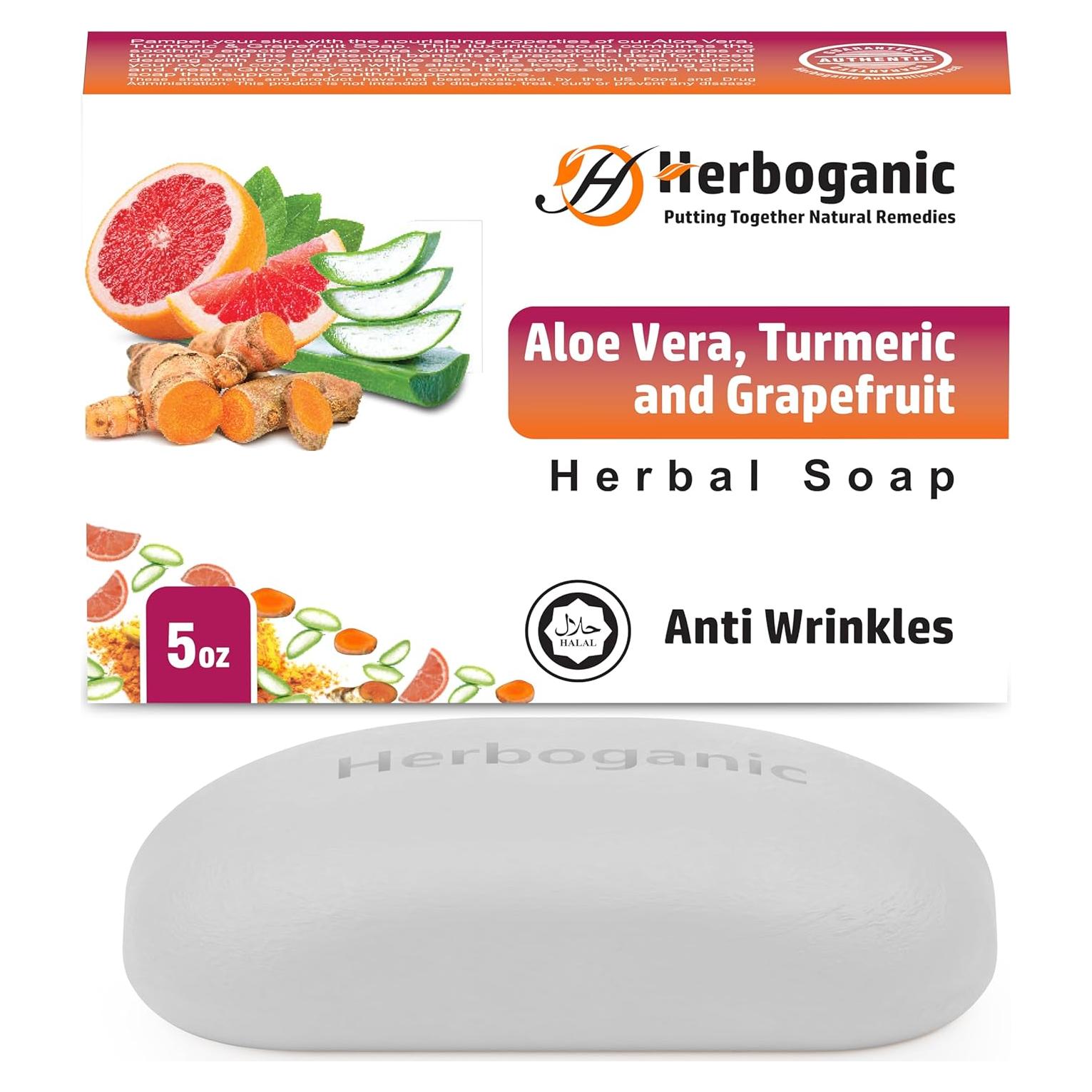 Jabón Natural Herboganic de Aloe Vera y Cúrcuma 142 g