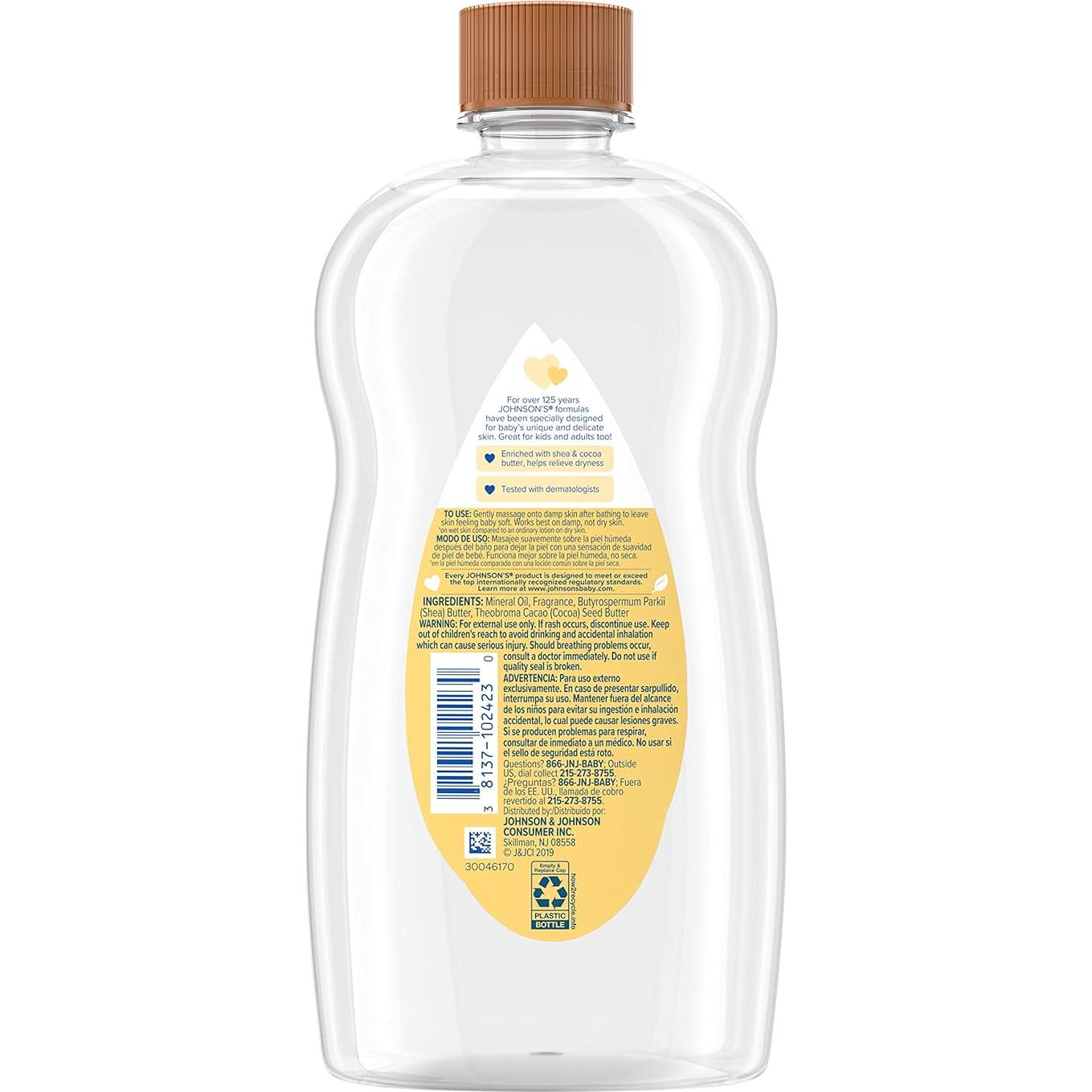 Aceite para Bebés Johnson's 591 ml Hipoalergénico con Karité