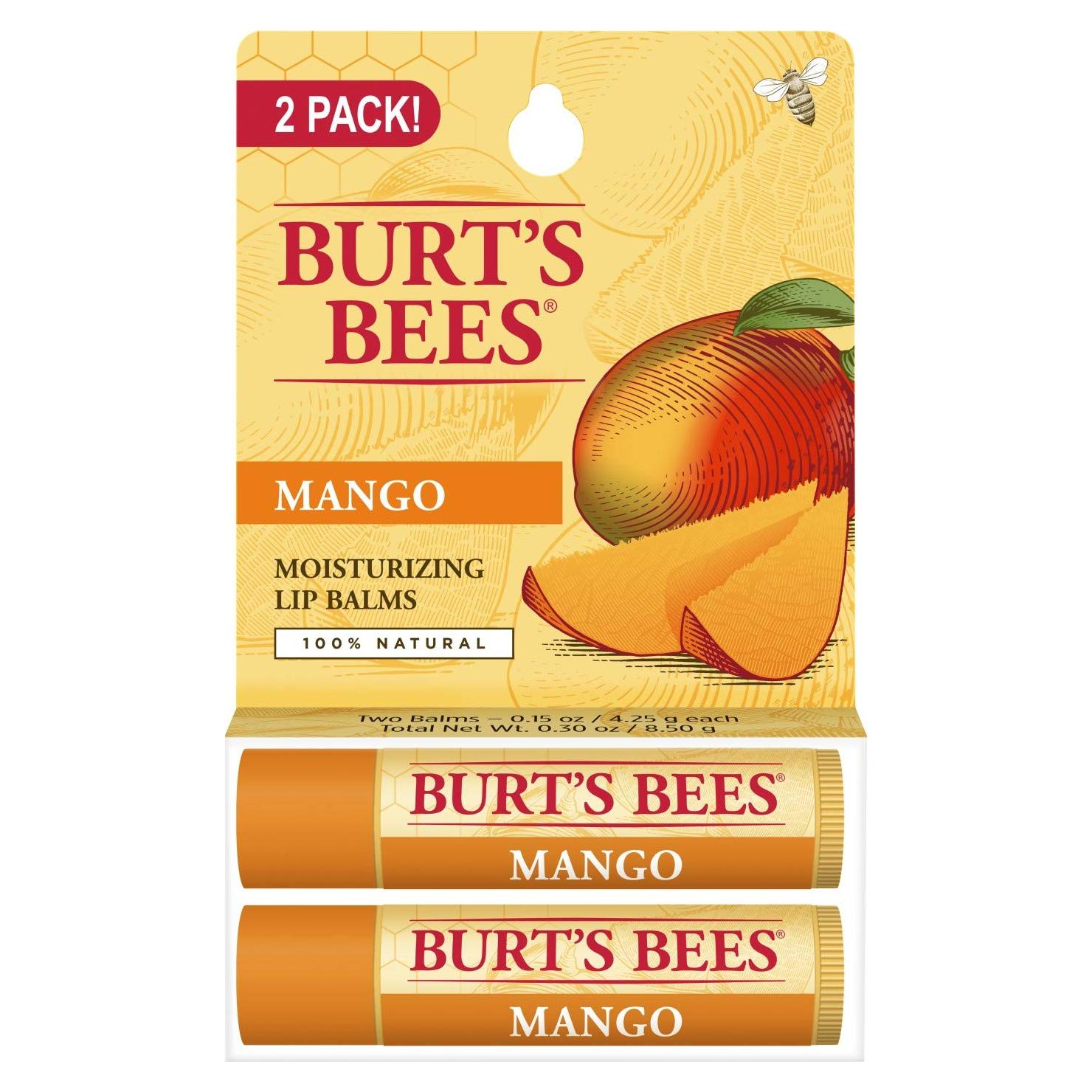 Bálsamo Labial Burt's Bees Mango - Hidratante Natural 2 Tubos 4.25g