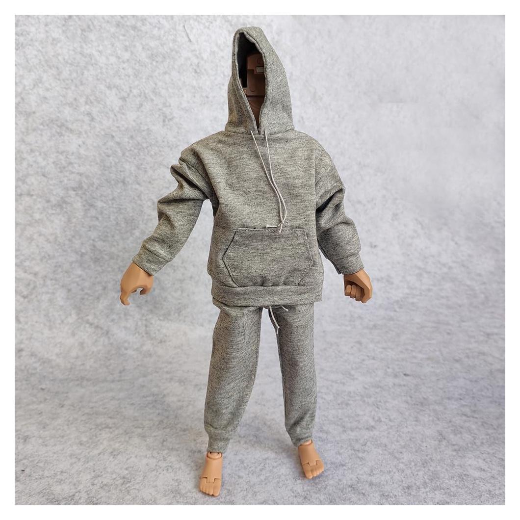 Conjunto Sudadera y Pantalones para Muñeco 1/6 Gris