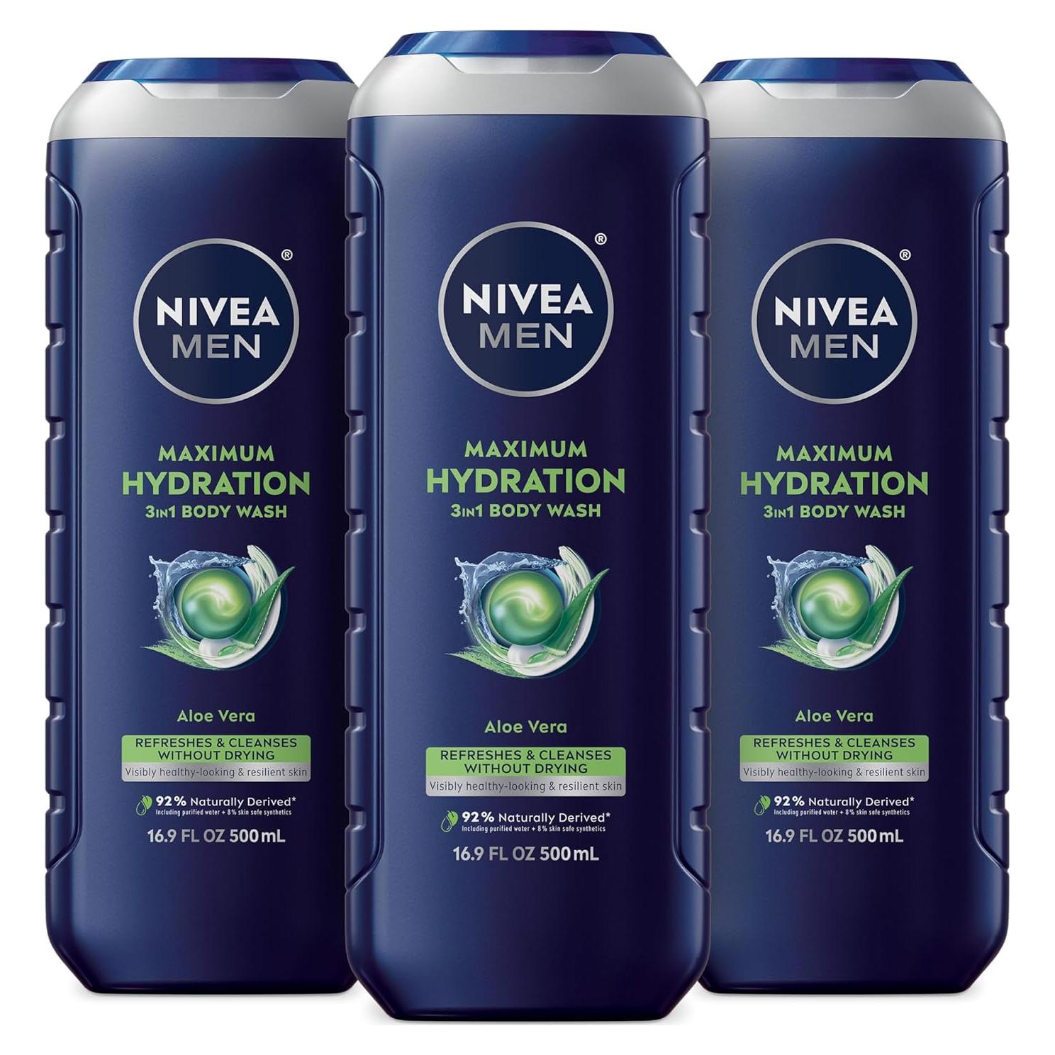 Gel de Ducha Nivea Men 3 en 1 Hidratación Máxima 500 ml x3