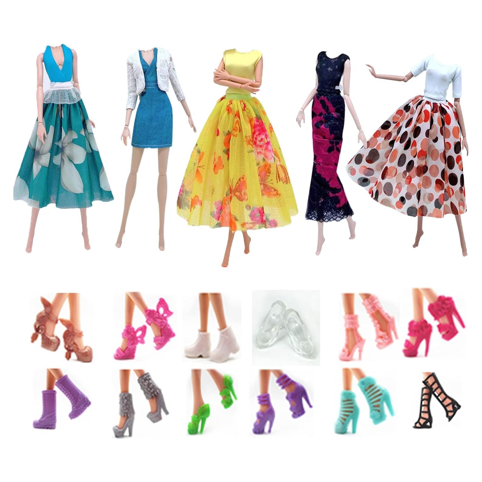Ropa de Muñeca Apatsuki 5 Conjuntos + 12 Zapatos Aleatorios