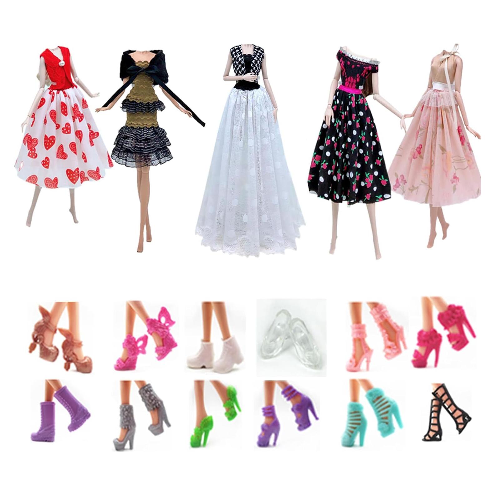 Ropa de Muñeca Apatsuki 5 Conjuntos + 12 Zapatos Aleatorios