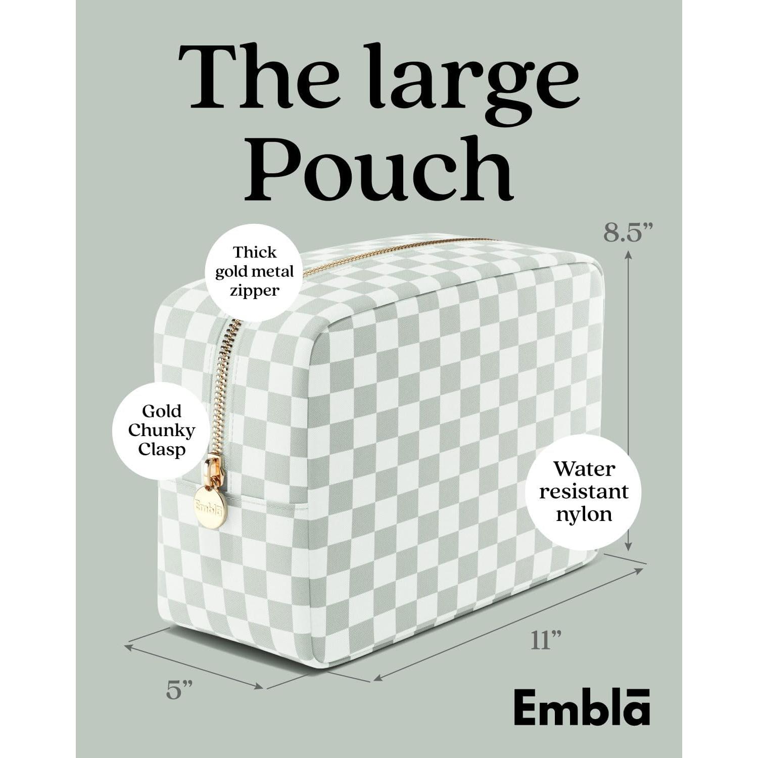 Bolsa de Maquillaje Embla Grande Cuadrícula Verde Menta