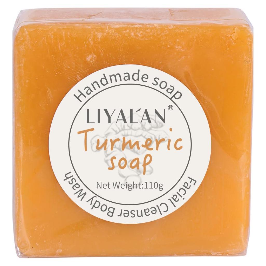 Jabón de Cúrcuma LIYALAN 109.6g Natural Vegano para Piel Sensible