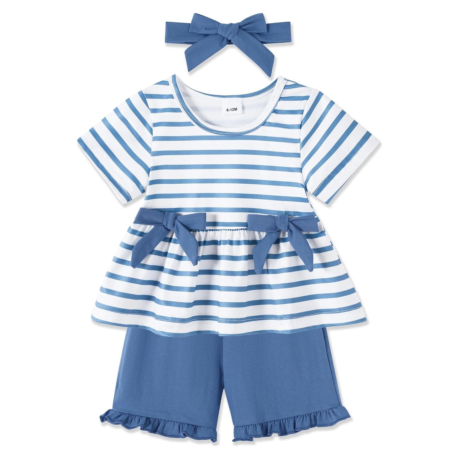 YALLET Conjunto Ropa Verano Niña 3 Piezas 18-24 Meses
