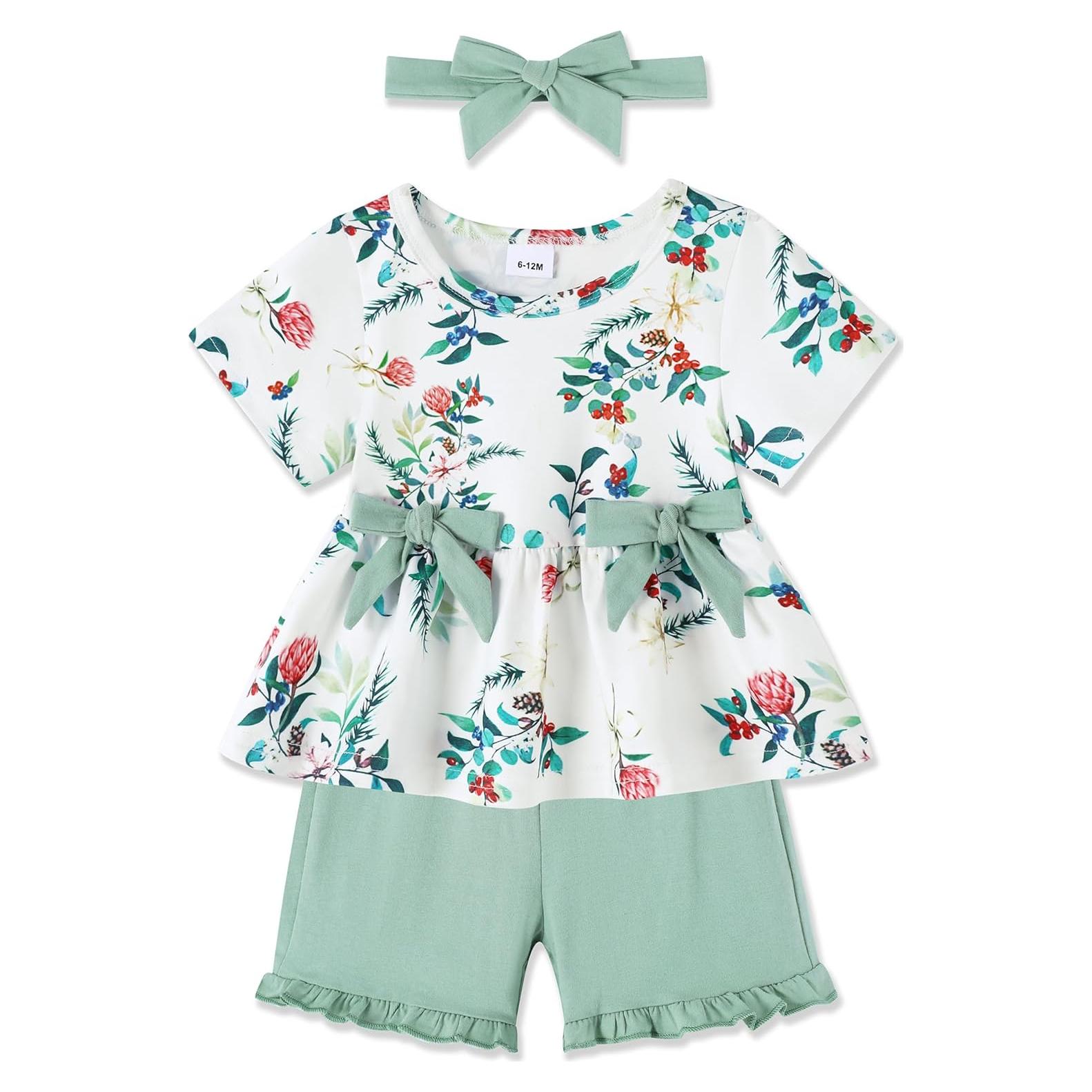 Conjunto Ropa Verano Niña YALLET 3 Piezas Verde 2-3 Años