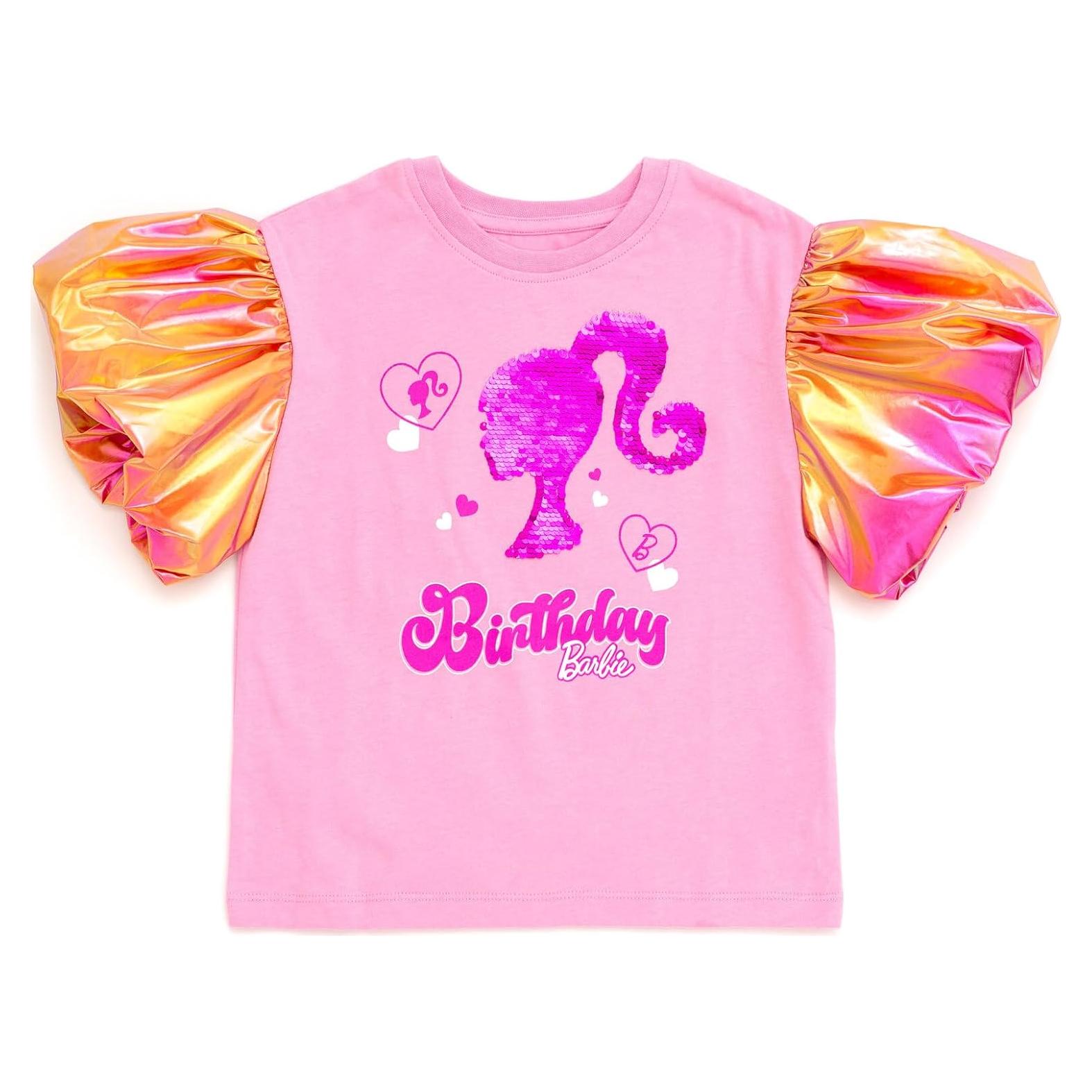Camiseta de Cumpleaños Barbie Niñas Talla 2T a 16 Rosa