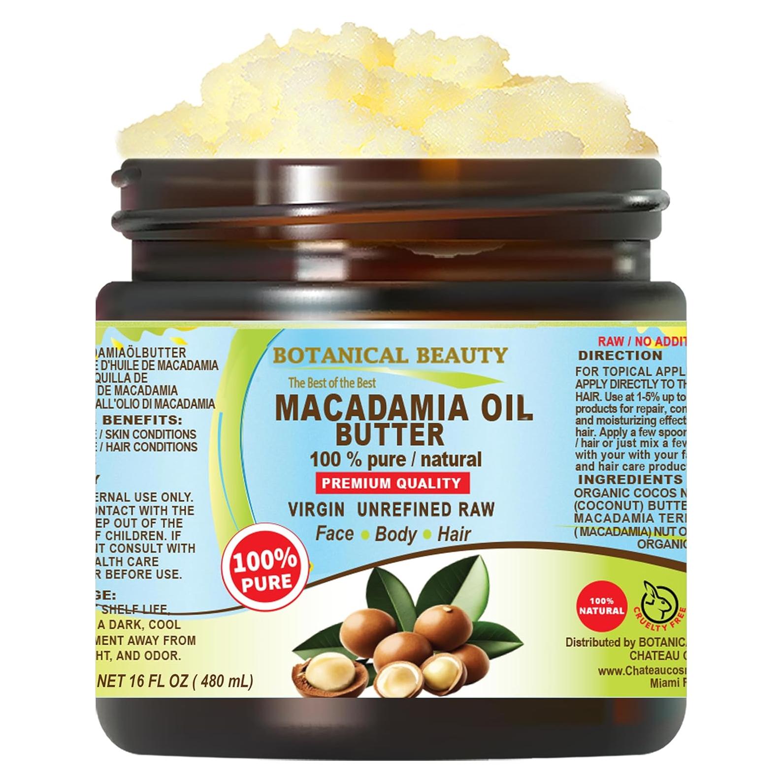 Manteca de Aceite de Macadamia 100% Pura Belleza Botánica 473 ml