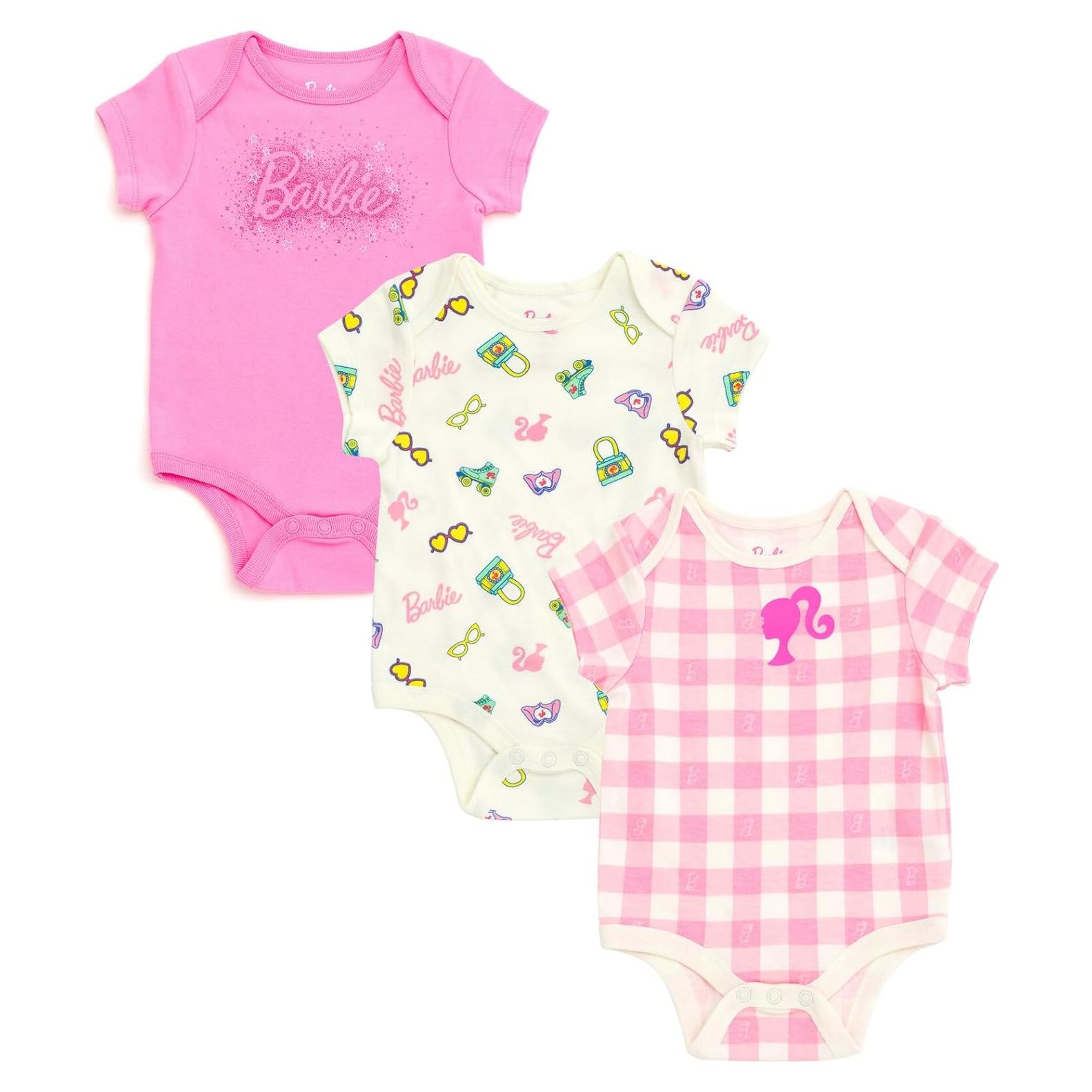 Body Barbie Niñas Bebé 3 Piezas 0 a 24 Meses Rosa/Blanco