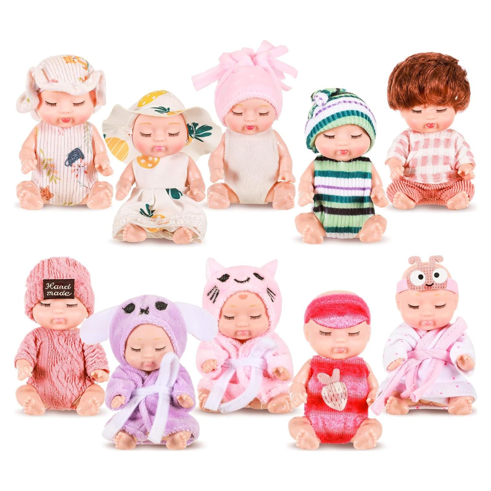 Muñecas Bebé Realistas Hanaive 10 Pcs 11 cm Ropa Variada