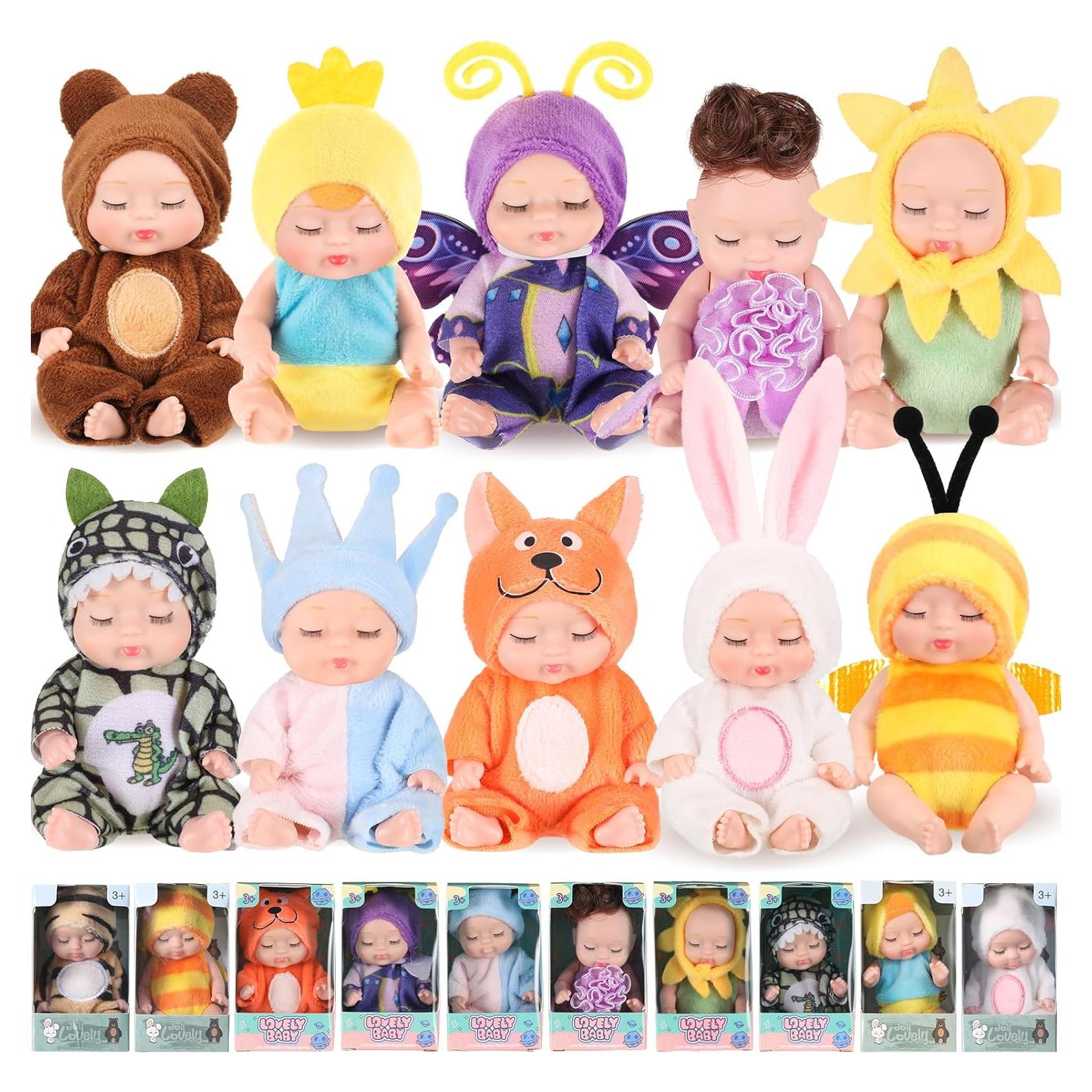 Muñecas Mini Bebé Hanaive 10 Pcs 11 cm Ropa de Animales