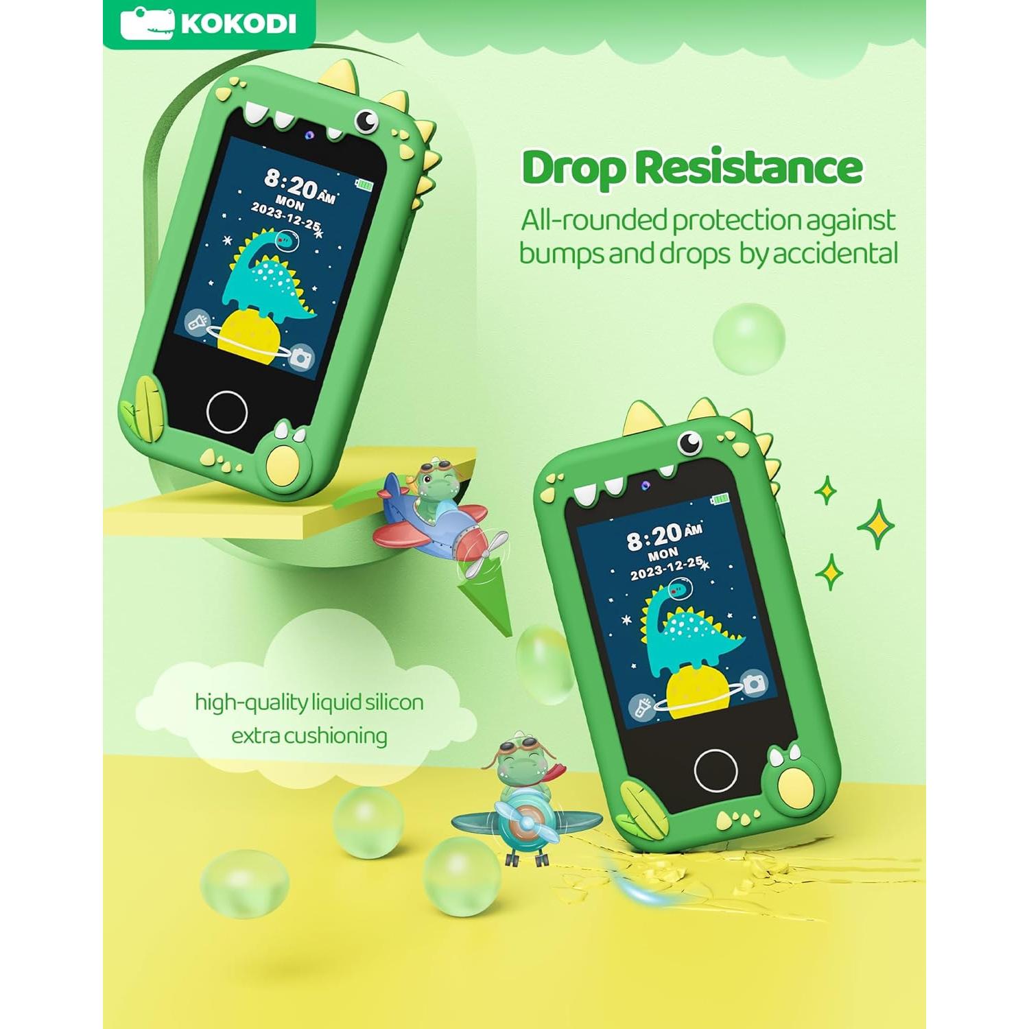 KOKODI Teléfono Inteligente Verde para Niños 3-10 Años
