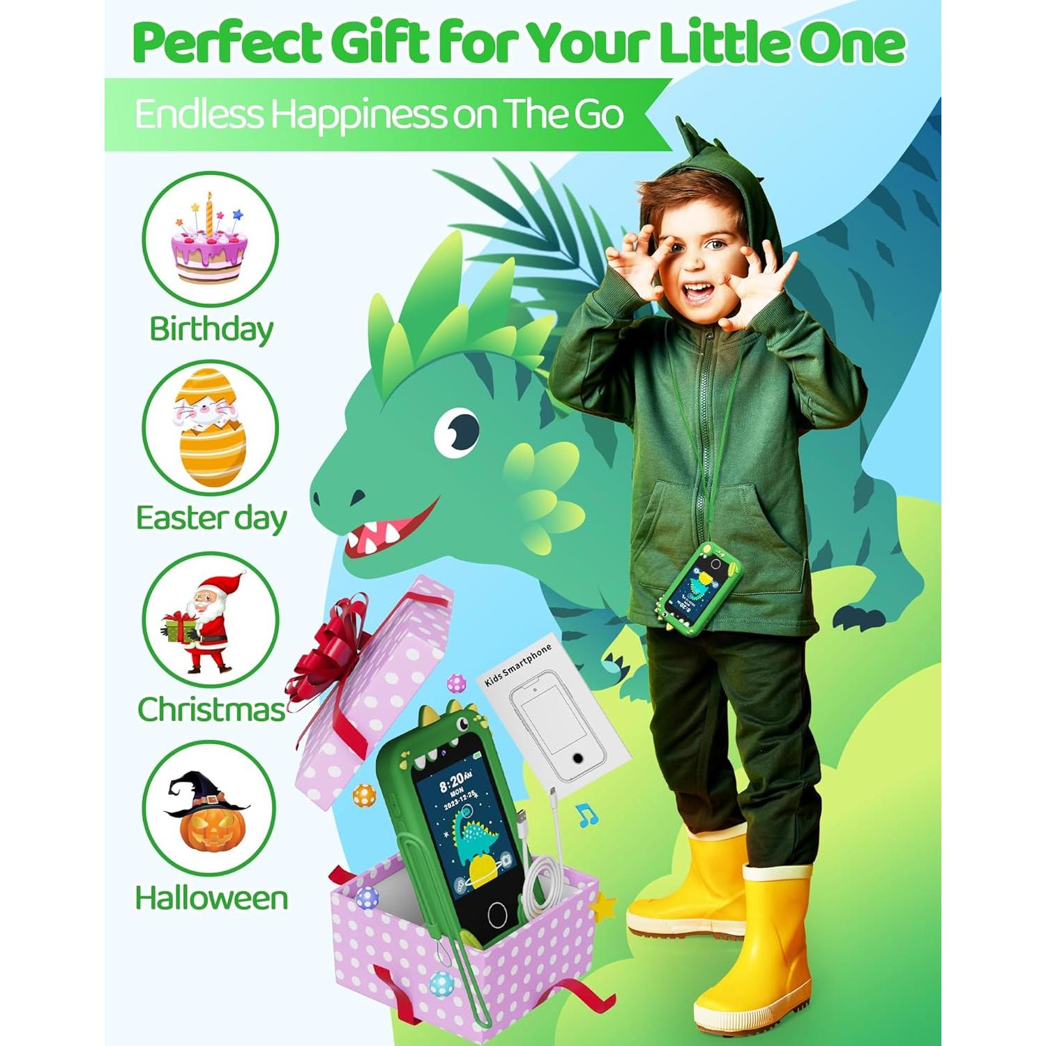 KOKODI Teléfono Inteligente Verde para Niños 3-10 Años