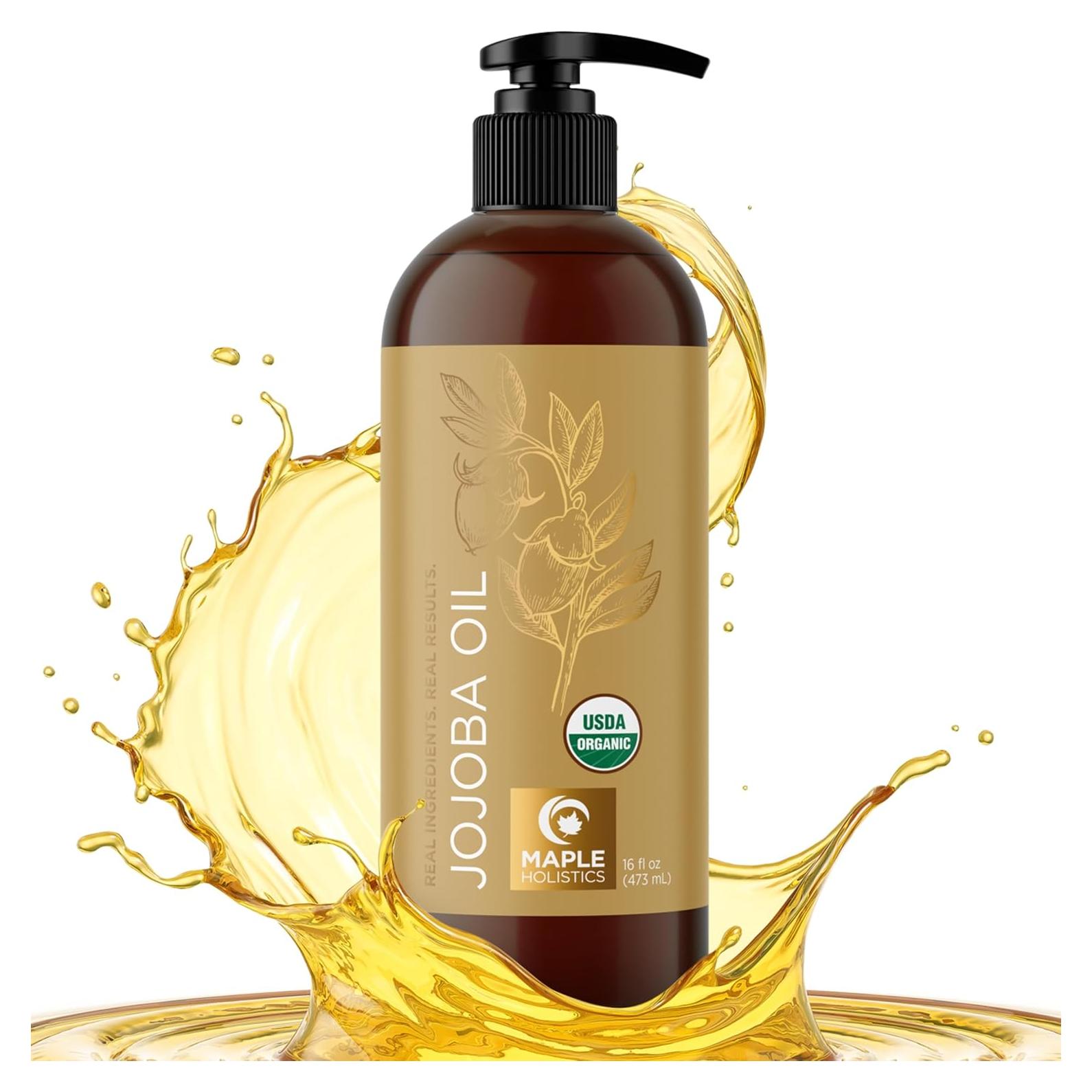 Aceite de Jojoba Orgánico Maple Holistics 473 ml - Puro y Sin Refinar