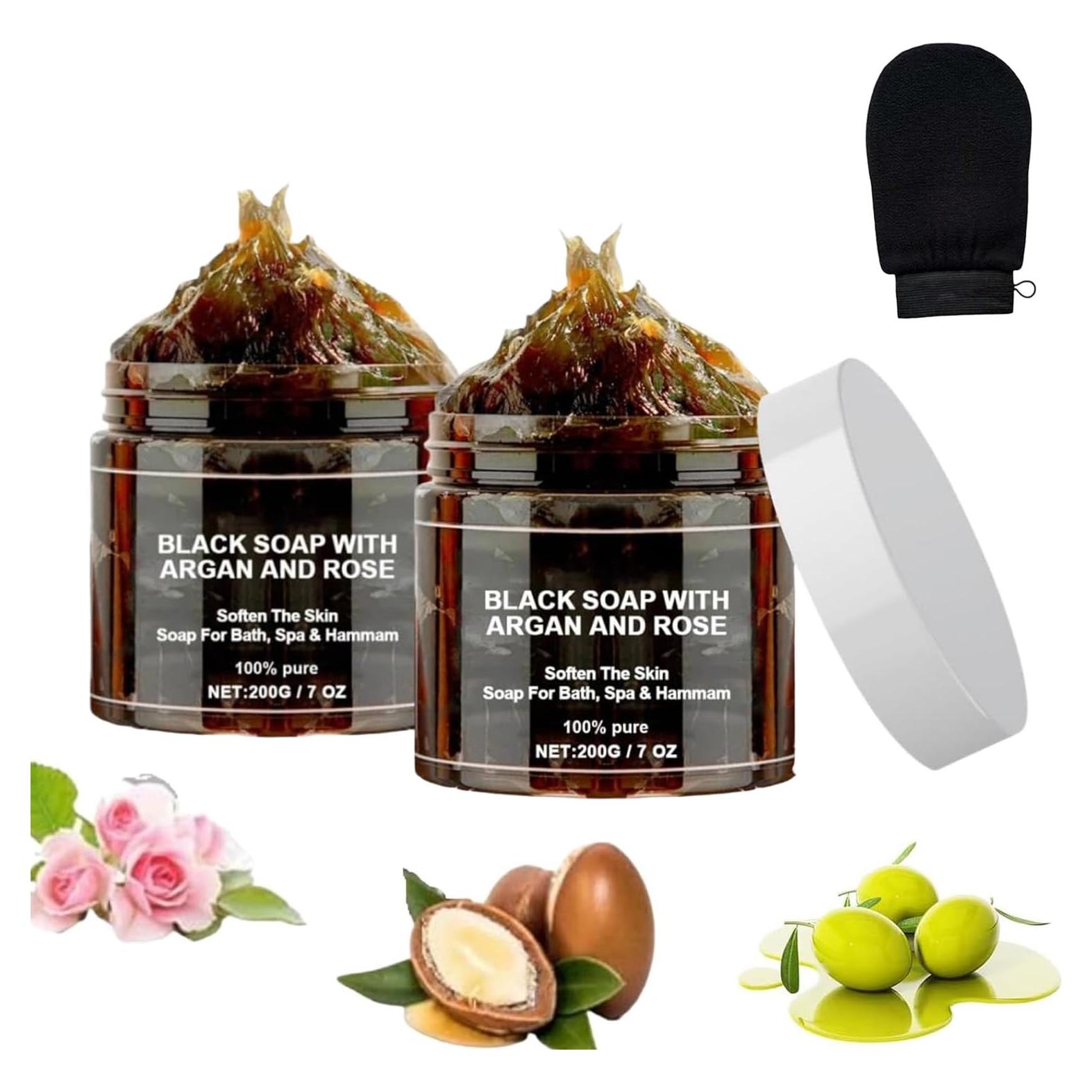 Jabón Negro Beldi Zawina Marruecos 200g con Argán y Rosa