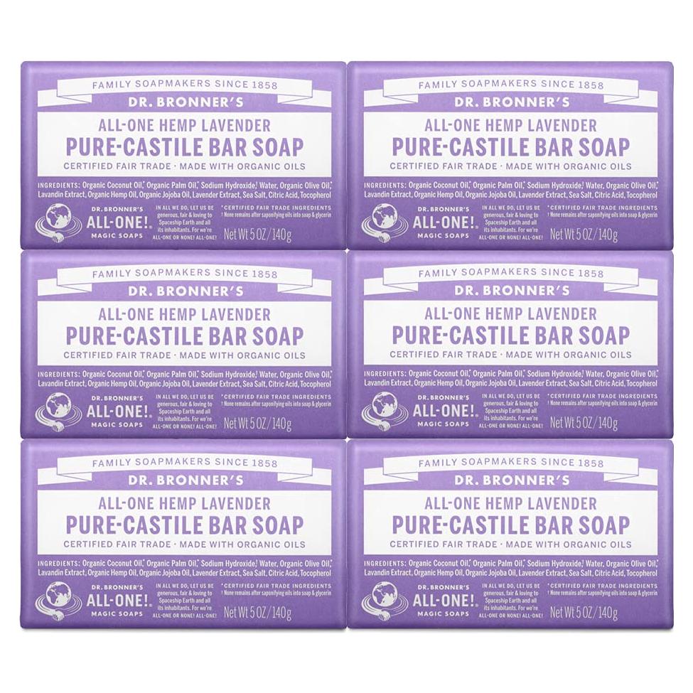 Jabón de Barra Dr. Bronner's Pure-Castile Lavanda 142g 6-Pack