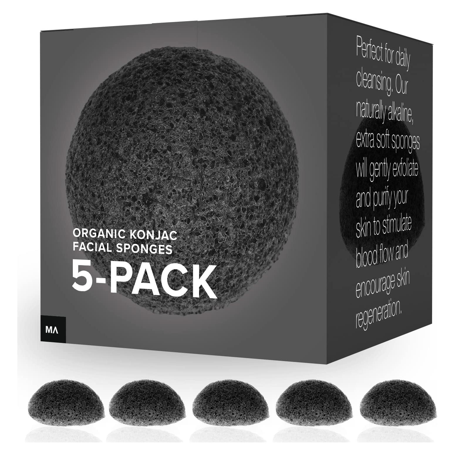 Conjunto de 5 Esponjas Exfoliantes Konjac Minamul con Carbón