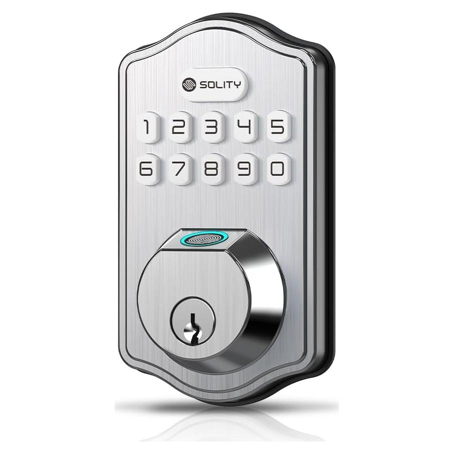 Cerradura Electrónica Biométrica Solity AT10, 50 Huellas, Niquel Satinado