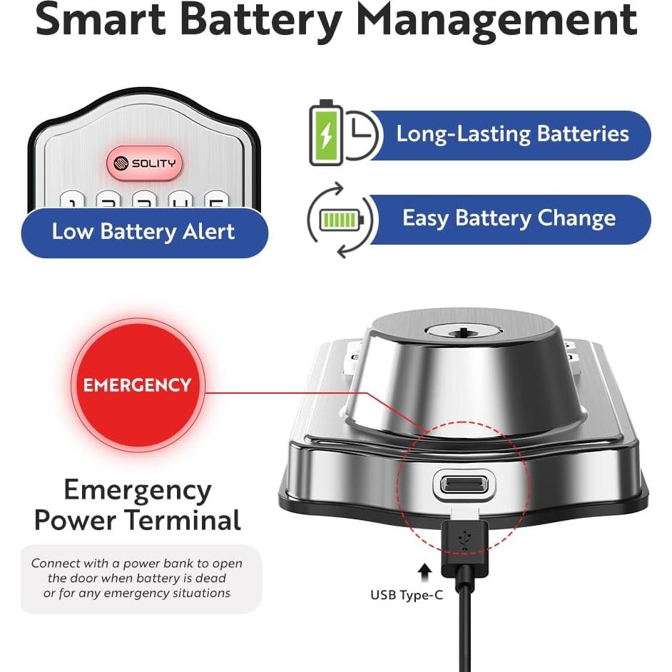 Cerradura Electrónica Biométrica Solity AT10, 50 Huellas, Niquel Satinado
