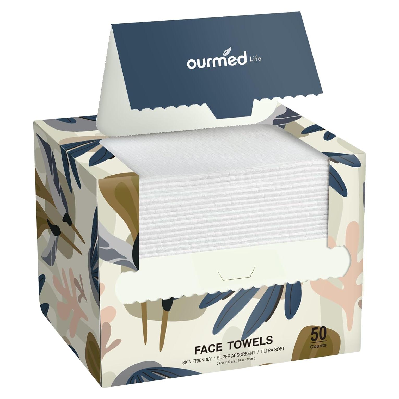 Toallas Faciales Desechables Ourmed Life 50 Unidades 25.4x30.5cm